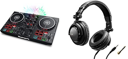 Numark Party Mix II - Console DJ a 2 Canali per Serato DJ Lite, con Scheda Audio Integrata, Presa Cuffie, Controlli Pad, Crossfader, Jog Wheel e Luci da Discoteca & Hercules HDP DJ45DJ Headphones