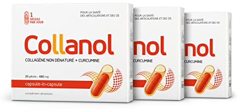 Collanol – Innovation in der Pflege gesunder Gelenke Flüssige Formel in einer Doppelkapsel 3D- Kollagen + Mizell-Extrakt von Curcumawurzeln 1 Kapsel/Tag. Laborgeprüft (3er Pack)