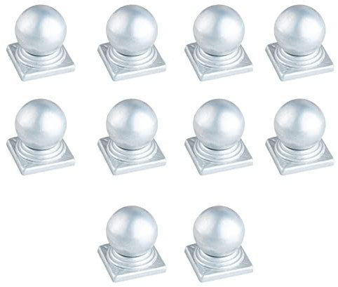 MFFIRE 10 Pcs Pfostenkappen Mit Kugel, Feuerverzinkt Capuchon Poteaux En Bois Acier Inoxydable,100x100mm