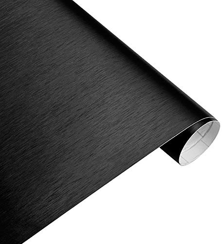 Brushed Metallic CAR VINYL WRAP STICKER FILM VEHICLE AUTO WRAPPING AIR BUBBLE FREE (50CM x 1.52M) (BLACK)