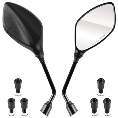 Evermotor Universal Motorrad Spiegel Rückspiegel E-geprüft 2x M10 Rechtsgewinde, 2x M8 Rechtsgewinde + 1x M10 Linksgewinde, 1x M8 Linksgewinde Spiegel für Quad Roller Moped ATV