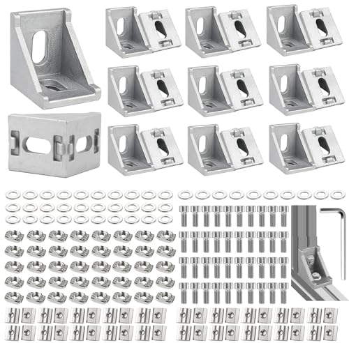 Aluprofil Winkel Befestigungsmaterial Aluprofil 30x30 Winkelverbinder Eckwinkel Eckverbinder Wandhalter 90 Grad Winkel Raster für 3030 3060 Strebenprofil, 3D-Drucker, CNC-Router, DIY-Projekte