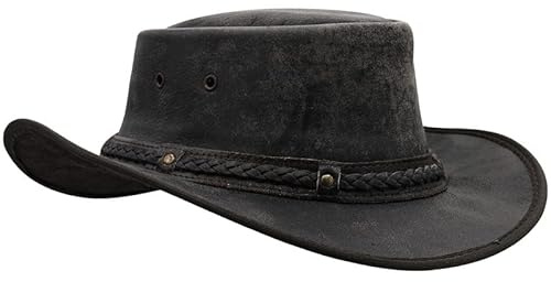 Sidewinder Crushable Cowboy Hat for Men Women Lightweight Handcrafted Western Shapeable Outback Hat Wide Brim Durable Cowgirl Black