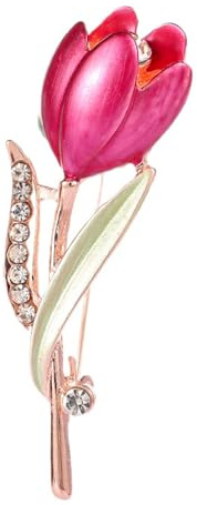 Wendalern Rhinestone Flower Brooch Pin Gold Tulip Floral Bouquet Elegant Enamel Vintage Bridal Wedding Corsage Lapel Pin Costume Jewelry for Women Girls