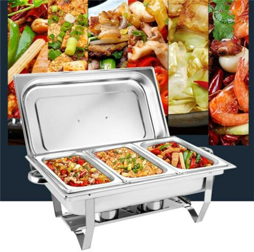 YNAADYH 3 Grid Chafing Dish - Calentador de alimentos (9 L, acero inoxidable)
