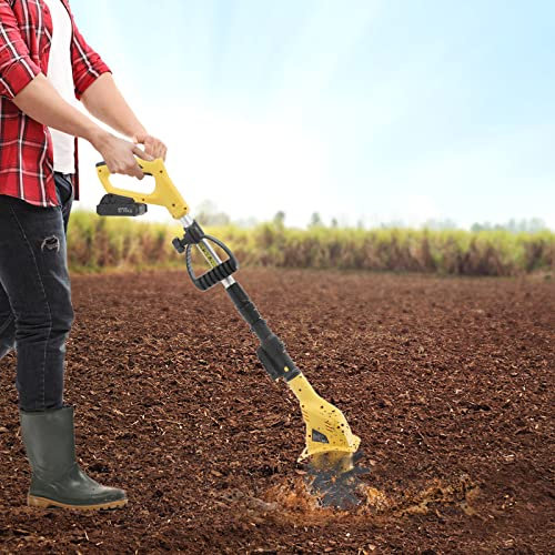 Motobineuse électrique, Cultivateur de Sol électrique sans Fil Tenu dans la Main du motoculteur 20V avec la Batterie Rechargeable et Le Chargeur