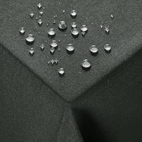 Deconovo Outdoor Tischdecke Abwaschbar Tischdecke Wetterfest Leinenoptik Tischdecken Tischwäsche Lotuseffekt Tischtuch Esszimmer Küche Garten Tischdecken für draußen, 130x130 cm, Grau, 1 Stück