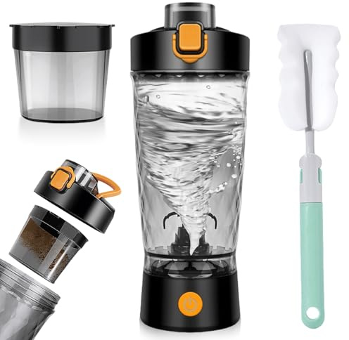 Coctelera eléctrica de proteínas, batido de proteínas, 600 ml, recargable por USB, batido automático, con compartimento para polvo, adecuado para batidos de proteínas y batidos de leche, sin BPA