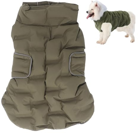 Hundkallväderkappor, Vattentät Vintervarm Hundkappa Vindtät Mysig Hundjacka med Reflexremsa, Varma Hundvinterkläder, Mysig Snöväst för Hund (L)