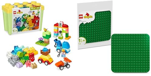 LEGO DUPLO Classic Cars and Trucks Brick Box + Green Building Plate Toddler Learning Toys 10439 + 10460