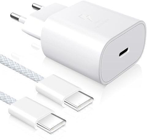 YISH Charger USB C Snabbladdare 25W ： PD 3.0 Strömförsörjning USB Typ C Plug Fast Charger med 60W 1M USBC på C -kabel kompatibel med Samsung Galaxy S25 S24 S23 Pixel Sony