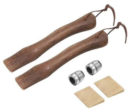 QUARKZMAN 2 Pezzi Manico Di Ascia In Legno Sostitutivo 26cm Universale Manico Di Ascia In Noce Americano Con Zeppa Rotonda E Legno Per Ascia Da Campeggio E Giardino