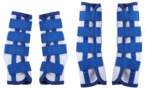 Gallopoff Lot de 4 guêtres anti-mouches pour cheval - Protection efficace contre les freins et les moustiques - Guêtres en maille respirante - Réglable avec fermeture - Pour pattes avant et arrière