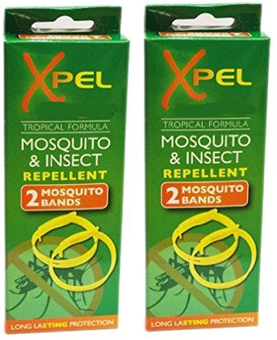 2 X 2 x Adult Xpel Tropical Formula Mosquito/Insect repellent bands (DEET FREE)