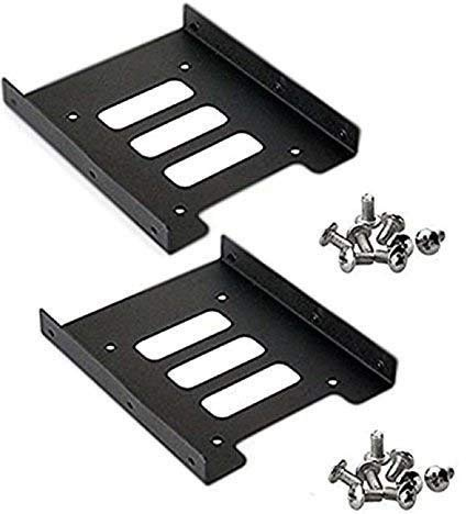 iMBAPrice (Pack of 2) 2.5 to 3.5 Bay SSD HDD Notebook Hard Disk Drive Black Mounting Bracket Adapter Tray Kit