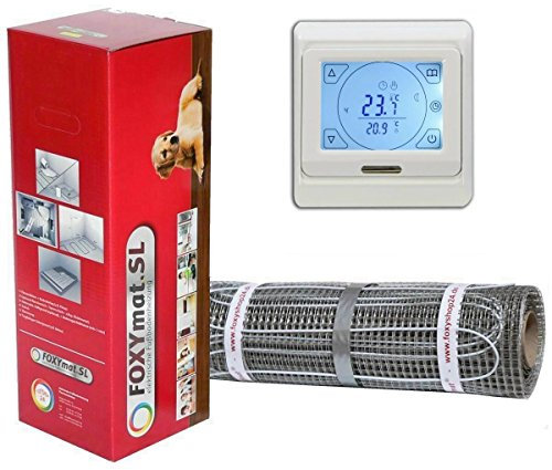 elektrische Fußbodenheizung FOXYMAT.SL (160 Watt pro m²) mit Thermostat QM-BLUE-TS, 1.0 m² (0.5m x 2m)