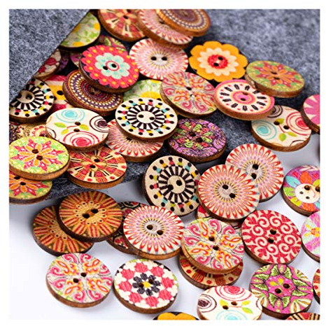 100 Stück Retro Knöpfe, 20mm Bunte Harz Bastelknöpfe Gemischte Multicolor Rund Kinderknöpfe Puppenknöpfe mit 2 Löcher zum Basteln, Nähen, Handwerk, Malerei, DIY Basteln, Deko