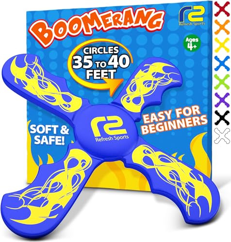 Fun Boomerang for Kids - Outdoor Toys for Kids - Soft & Easy to Use - Best Toys for 3 4 5 6 7 8 9 10 Year Old Boys & Girls + 2026 Top Boys Toys Age 5+ - Fun Outside Toys for Boys Girls Gift Ideas