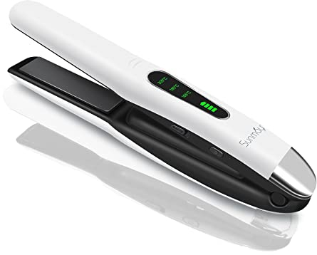 SUNMAY 2-in-1 Cordless Hair Straightener and Curler, Cordless Travel Flat Iron, Rechargeable Titanium Mini Portable Curling Iron with 5000mA Battery, Anti-Scald 3-Level Adjust Temp, Travel Size