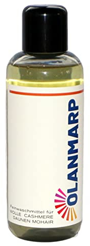 Detersivo lana concentrato Olanmarp –detersivo liquido delicato per lana, alpaca, angora, cachemire, mohair e piumino –con lanolina –biodegradabil –flacone viaggio (240 ml, senza rete per biancheria)