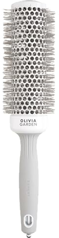 Olivia Garden Expert Blowout Speed – Blanc & Gris - 45 - Brosse ronde en céramique avec un barrilet extra long pour des brushings 25% plus rapides