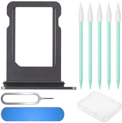 ZHUROUPU Single Sim Card Tray Slot Holder Replacement with Waterproof Rubber Ring, Sim Card Tray Open Eject Pin for iPhone 8/Se 2 (4.7)(Space Gray, Single Sim)