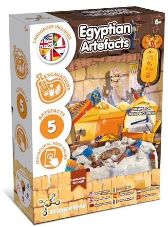 Science4you Kit Excavación Egipcia para Niños – Aprende sobre el Antiguo Egipto con este kit de Excavación, Descubre las 5 Estatuas Egipcias, un Regalo de Arqueología para Niños y Niñas 6 7 8 9+