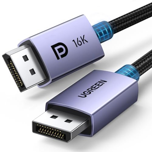 UGREEN DisplayPort 2.1 Kabel VESA-zertifiziert, Unterstützt 16K@30 Hz, 8K@240Hz, 4K@240Hz 40 Gbps HDR HDCP 2.2 DSC 1.2a FreeSync, G-Sync, DP 2.0 Kabel Kompatibel mit PC TV Gaming Monitor (3M)