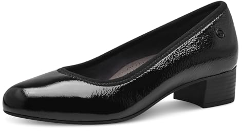Tamaris Comfort Damen Pumps aus Leder Kleiner Absatz, Schwarz (Black), 39 EU