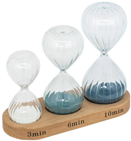 Atmosphera - Set 3 sabliers h.15cm Verre avec Plateau Bois