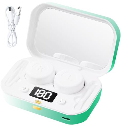 CASBOMY Contact Lens Clean Machine, Portable Ultrasonic Contact Lens Cleaner with 4 Timing Modes, 360° High-Frequency Vibration for Cleaning Soft Lenses, Colored Contact Lenses (Green)