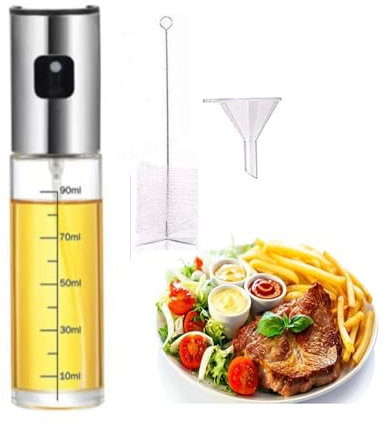 Générique Pulvérisateur d'huile de Cuisine 100 ml, Vaporisateur d'huile et de Vinaigre, Bouteille Pulvérisateur en Verre pour la Cuisson, Grillades, Salades