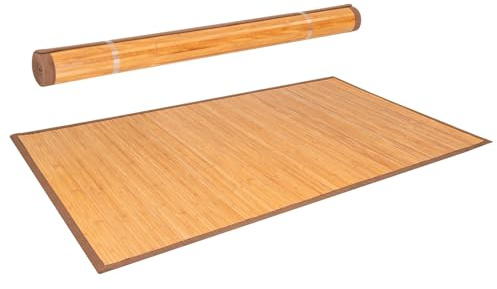 Nightcore Bamboo Floor Mat, 5’ x 8’ Bamboo Area Rug for Home, Anti Slip Kitchen Floor Rug, Indoor Mat Rug, Rolling Matting Carpet, Perfect for for Bathroom, Bedroom, Living Room, Natural