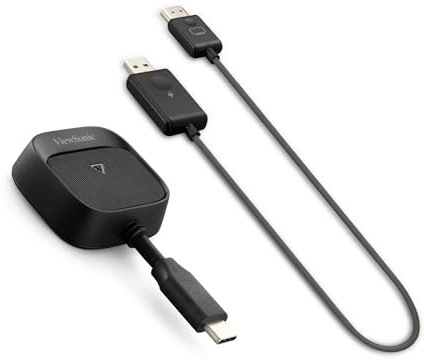 ViewSonic WPD-900 Wireless Screen Casting Kit, 1080p FHD Screen Sharing, USB-C Charging, Miracast & AirPlay Support for Business & Education