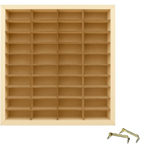 HJ KIDS Autoregal Setzkasten Holz für Spielzeugautos – 40 Fächer – Wandregal Kinderzimmer – Sammlervitrine/Organizer 42×43×4 cm – Regal zur Aufbewahrung von Mini-/Modellautos & Figuren