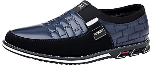 Genérico Zapatos de Cuero de Color sólido Transpirables y cómodos para Hombres Estilo a la (Blue, 47)