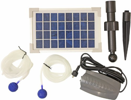 Woodside Solar Oxygenator Air Pump for Pond - 2.5W Aerator 2 Air Stone Oxygen Pump for Garden, Aquarium Fish Tank