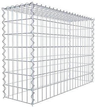 GABIONA Cesta de piedra de gavión rectangular, malla de 5 x 10 cm, profundidad de 30 cm, cesta de cultivo tipo 3, cierre de espiral, galvanizado (100 x 70 x 30 cm)