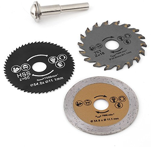 3pcs 54,8mm Hss Mini Hoja de Sierra Circular Disco de Sierra de Acero de Alta Velocidad Disco de Corte con Mandril