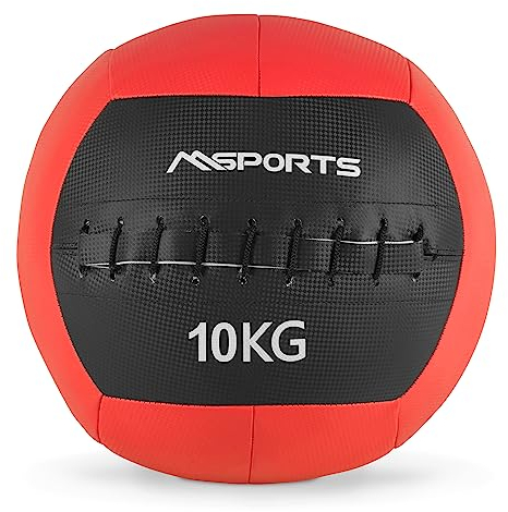 MSPORTS Wall-Ball Premium Gewichtsball 2-10 kg Medizinball (10 kg - Rot)
