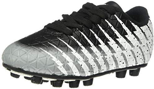 Vizari Bolt FG Fußballschuhe für Kinder, Fester Boden, Outdoor-Fußballschuhe für Kinder, Schwarz/Weiß/Silber, 9 Toddler