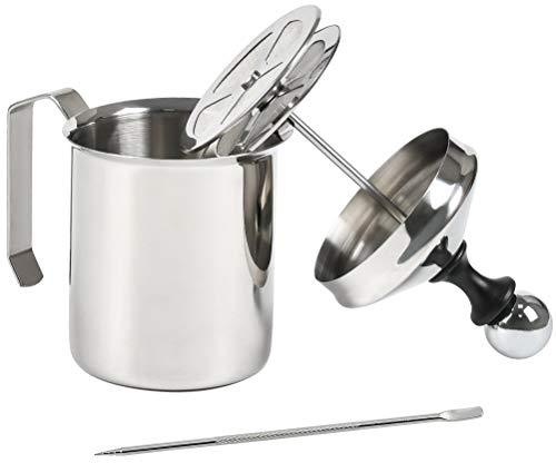 FOCCTS 500 ml Mélangeurs Manuels de Mousseur à Lait en Acier Inoxydable, Mousseur à Lait bodum, Mousseur a lait Manuel, Emulsionneur Barista Idéal Mousse De Lait Cappuccino Et Latte Macchiato