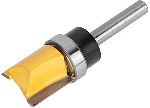 Top Bottom Bearing Flush Trim Router Bits T-shaped Woodworking Milling Cutter Router Bit with 1/4 Inch Shank and 19mm/0.7in Cutting Diameter 6x19x20mm