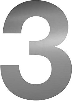 Zahlen-Aufkleber Nr. 3 in silber I Höhe 10 cm I selbstklebende Haus-Nummer, Ziffer zum Aufkleben für Außen, Briefkasten, Tür I wetterfest I kfz6753