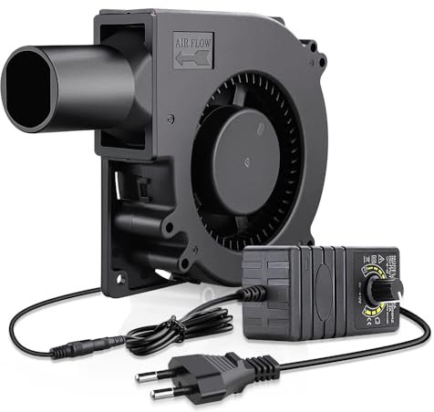 GDSTIME 120mm Gebläse Lüfter 230V Radiallüfter 120mm x 32mm Turbinengebläse Doppelte Kugellager 4V -12V Regelbar Turbinen Turbo für PC Computer 3D Drucker BBQ Aufblasbar Kamin Picknick Laser Cutter