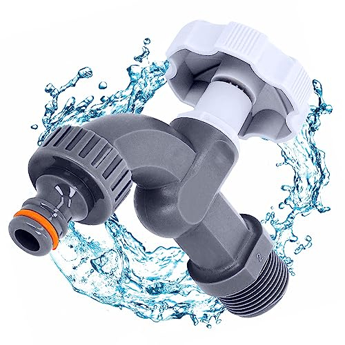 Auslaufhahn, Wasserhahn Garten Kunststoff 1/2’,Ersatz-Hahn Auslaufventil für 1000L Mauser IBC-Tank | Wassertank Universal Adapter, Tonnenfassventil, Gartentankventil, Eimer Wasserabsperrventil