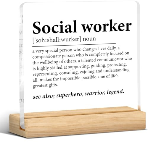 Social Worker Gifts for Women Men, Appreciation Gift for Social Worker Desk Decor Clear Acrylic Desk Decorative Sign Home Office Decoration, 4 x 4 Inches