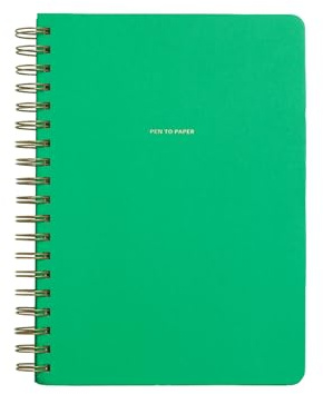 Papier Spiral Notebook - Green, 176mm x 250mm | 180 Tearaway Pages, 22mm Brass Wire, 800gsm Textured Cover, Ideal for Journalling