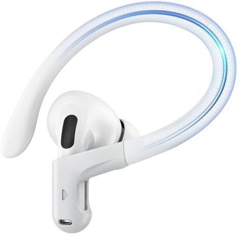 Gcioii Memory Titanium Alloy Ear Hooks for AirPods Pro 3, AirPods Pro 2, AirPods Pro & AirPods 3, Anti-Slip Sport Accessories [Added Anti-Lost Lanyard] Comfortable Secure Fit, White