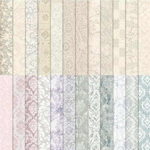 48 Blatt Barock Muster Scrapbooking Papier 24 Motive Aquarellmotiv Dekorpapier Bastelpapier Block mit Muster 6 X 6 Decoupage Papier Dekorativ Motivpapier für DIY Kartenherstellung Basteln Zubehör